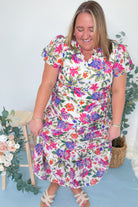 Leilah Floral Ruffle Neck Dress - Be You Boutique