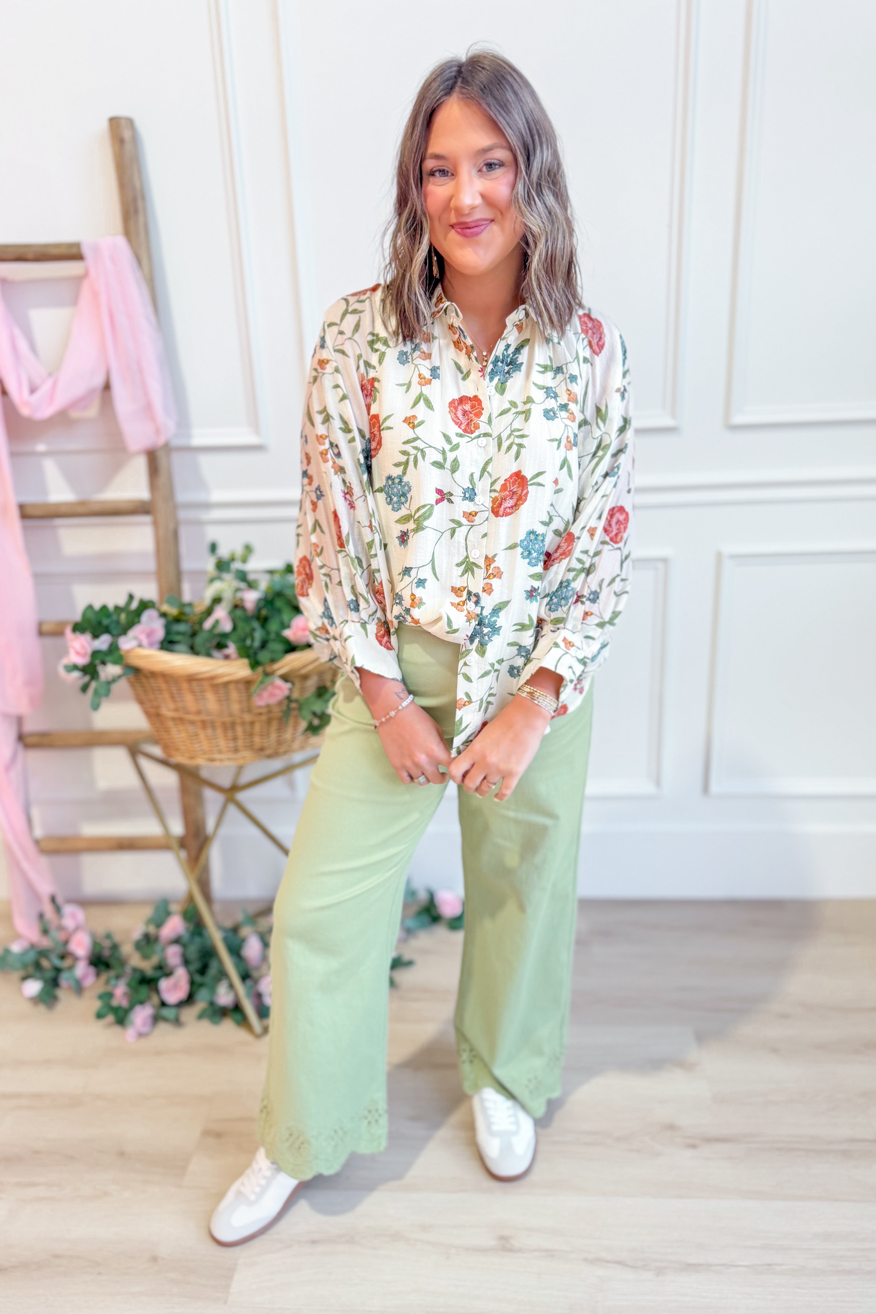 Katy Floral Button Closure Top - Be You Boutique