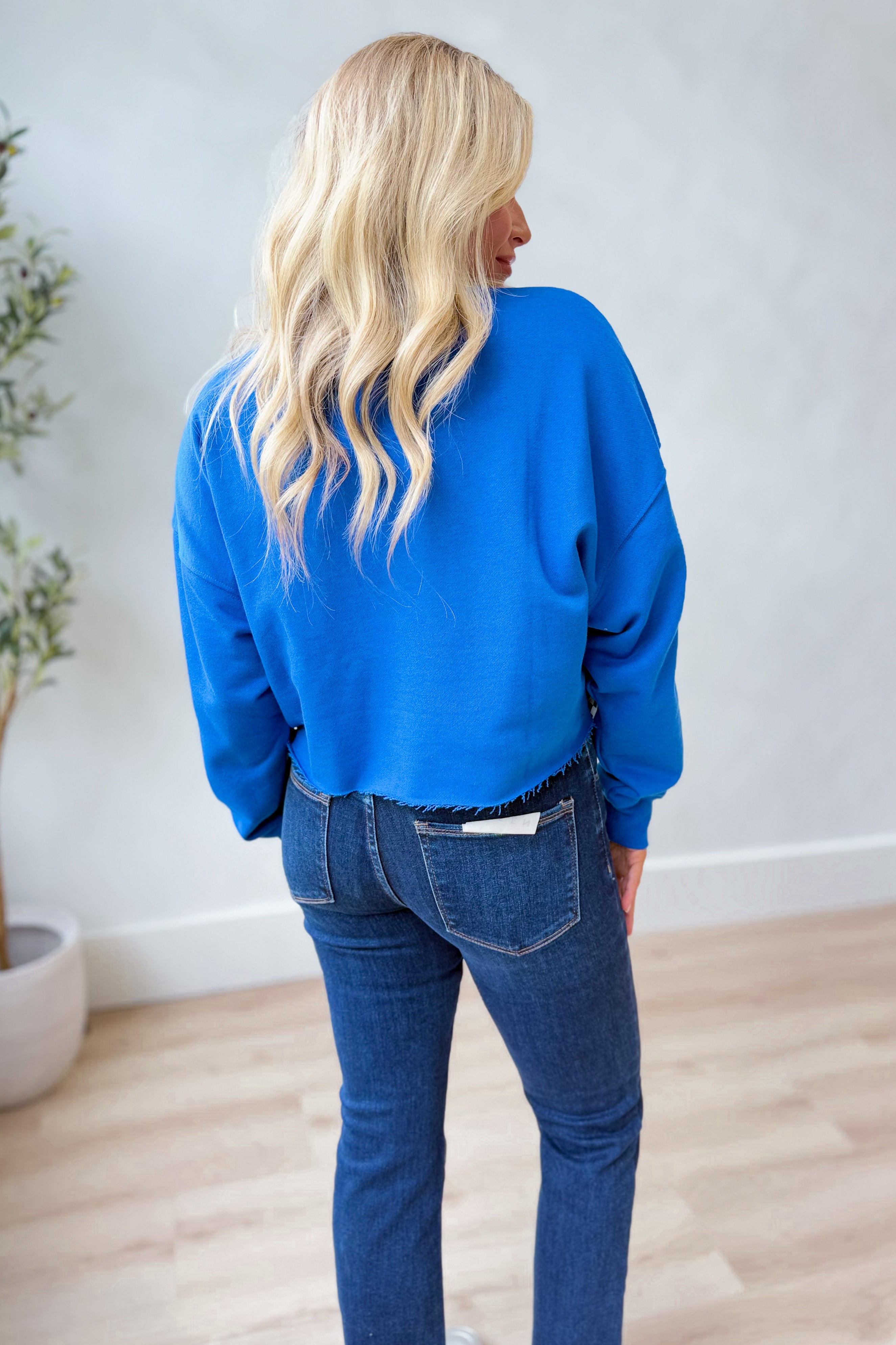 GameDay Social Phillip Washed Split Crop Pullover - Be You Boutique