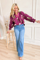 Hannah Floral Print Contrast Trim Blouse - Be You Boutique
