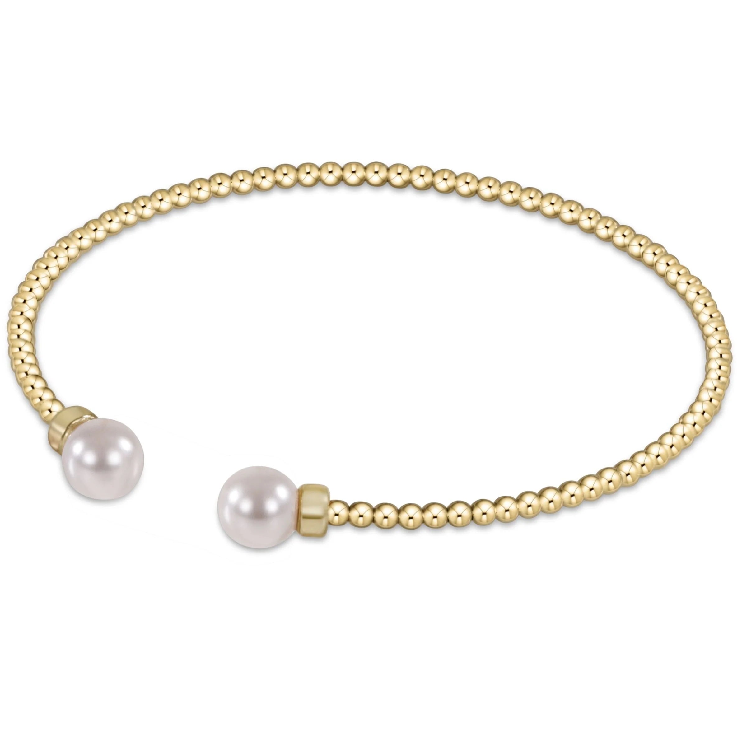 Enewton 2mm classic gold pearl cuff bracelet with sleek design and small pearl accents, showcasing elegant jewelry style.
