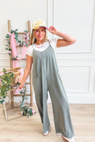 Mimi Wide Leg Mineral Wash Jumpsuit - Be You Boutique