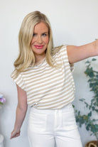 Amy Round Neck Striped Sleeveless Top - Be You Boutique