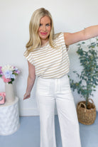 Amy Round Neck Striped Sleeveless Top - Be You Boutique