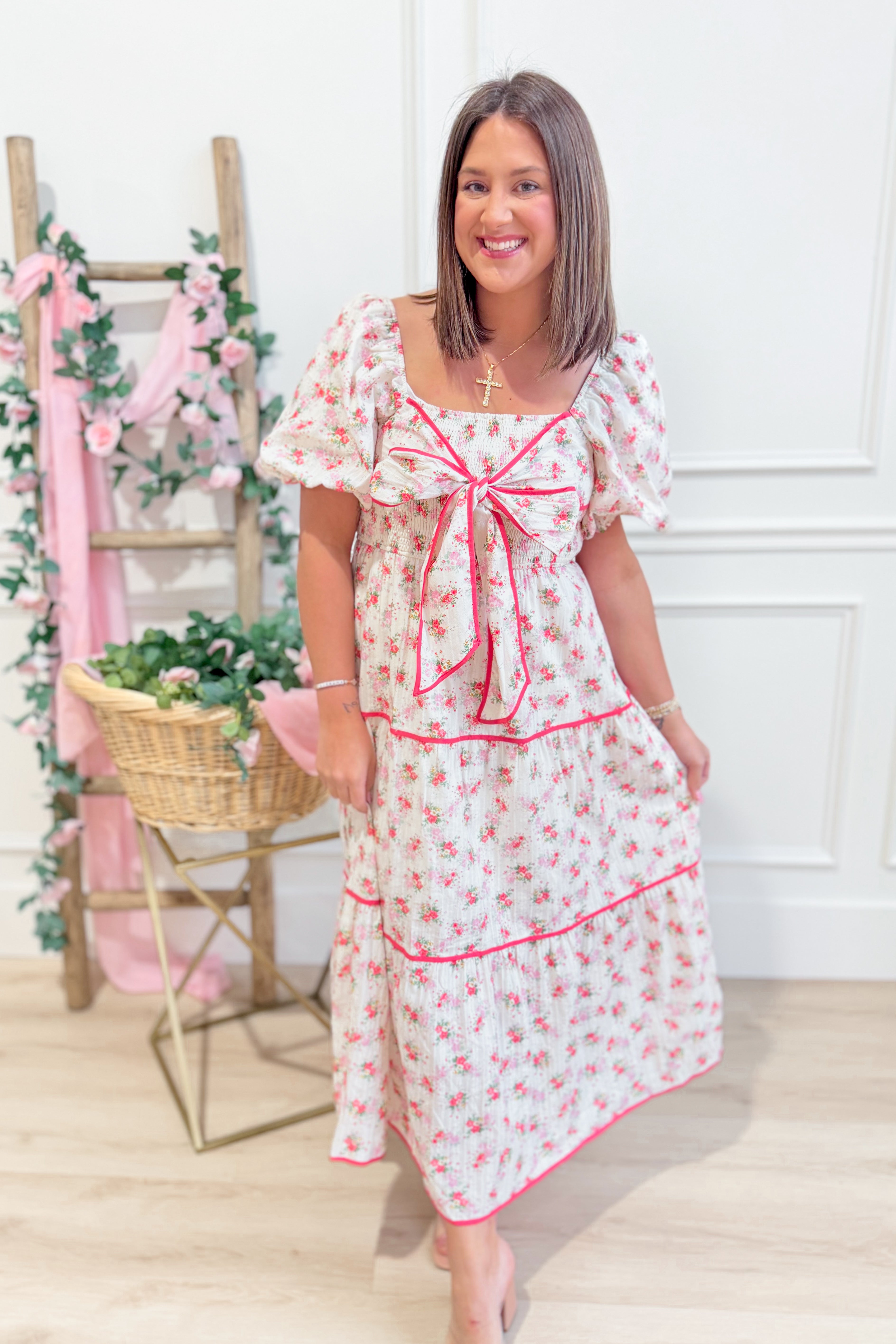 Janie Gauze Floral Printed Dress - Be You Boutique