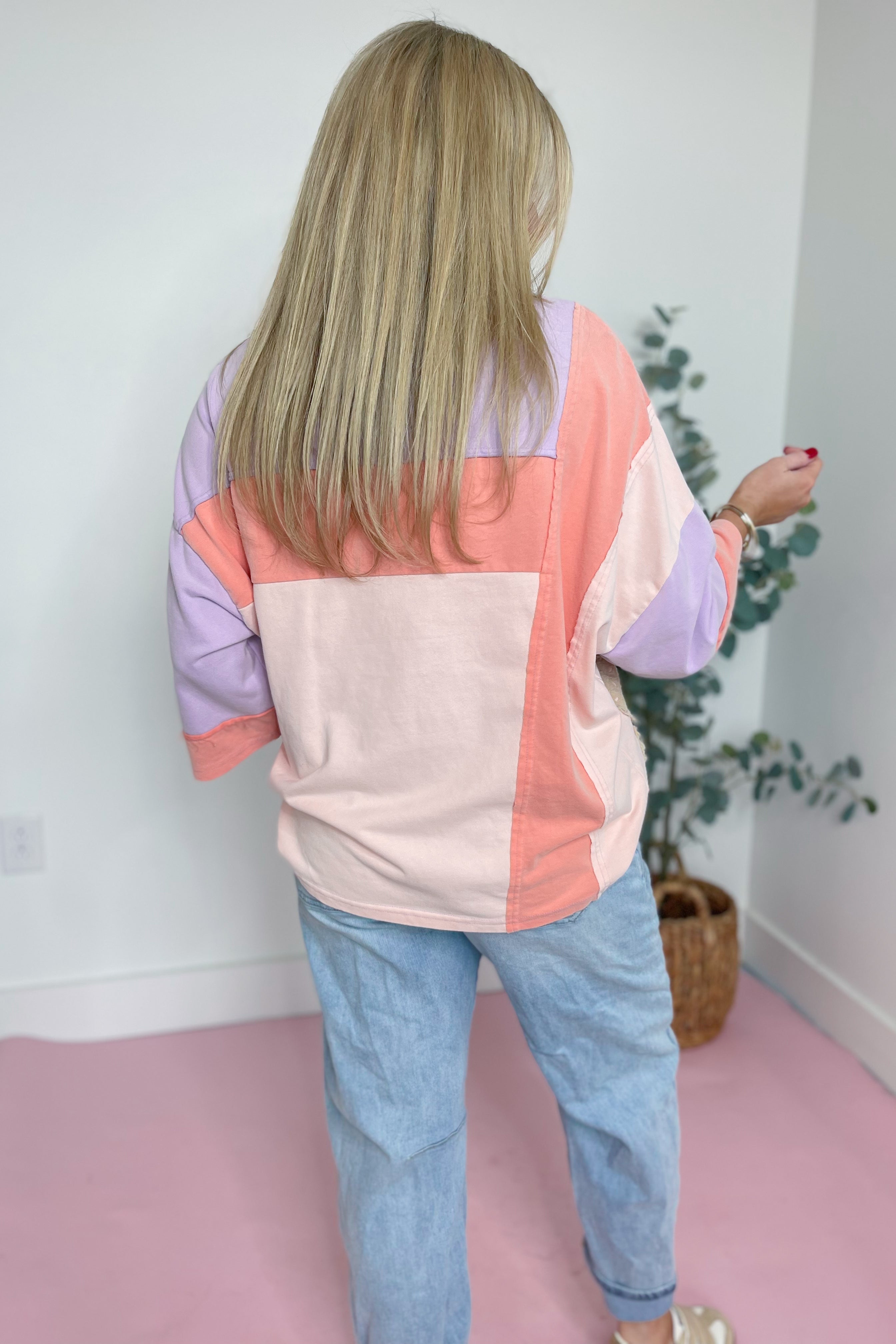 Hannah Flower Patch Color Block Top - Be You Boutique