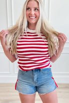 Kaelynn Striped Short Sleeve Sweater Top - Be You Boutique
