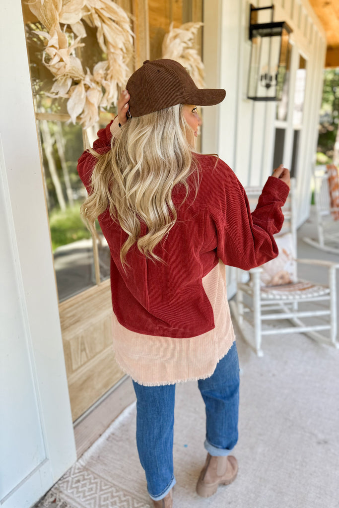 Melvin High Low Color Block Corduroy Jacket - Be You Boutique