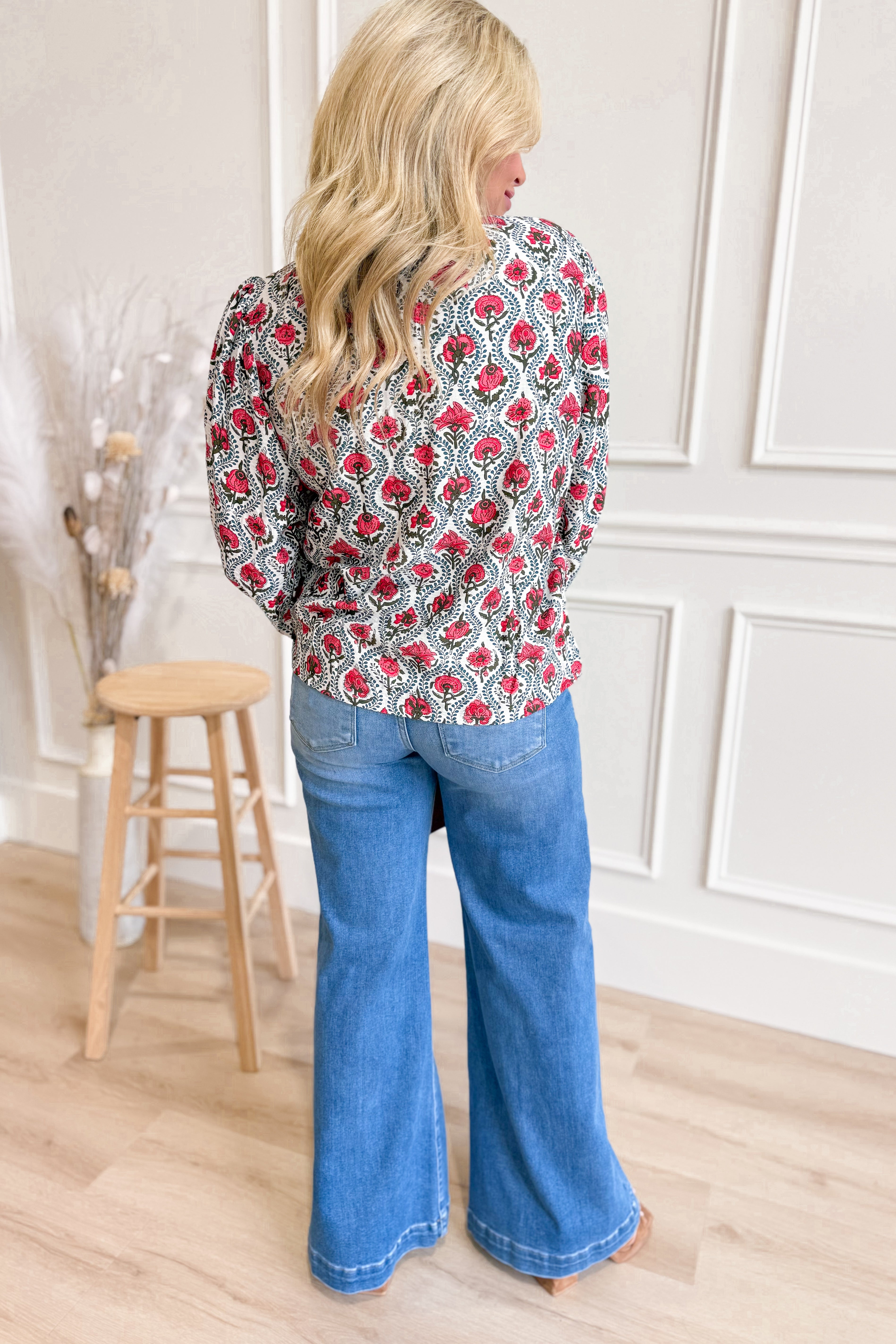 Sasha Flower Print Balloon Sleeve Top - Be You Boutique