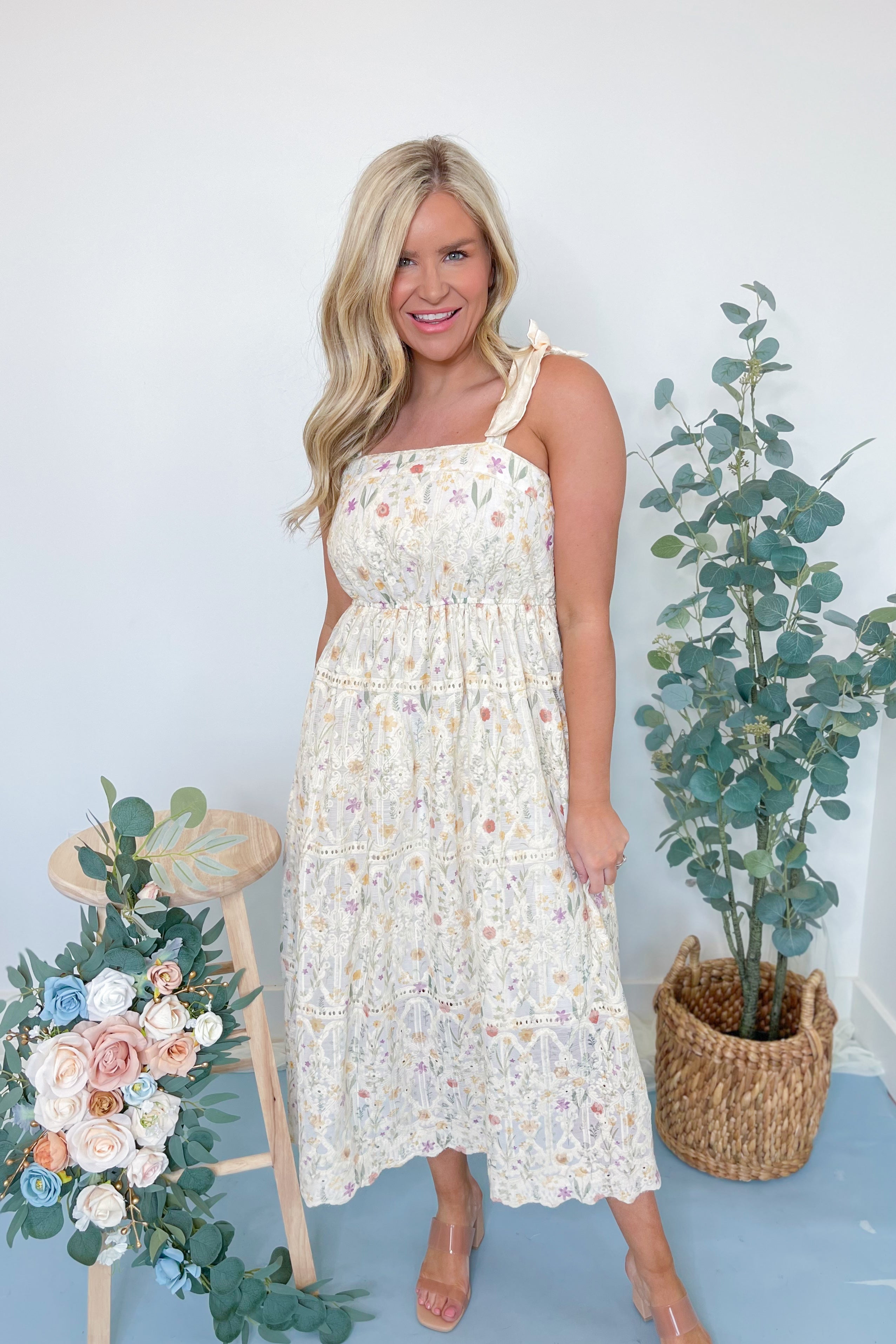 Sydney Eyelet Tiered Midi Dress - Be You Boutique