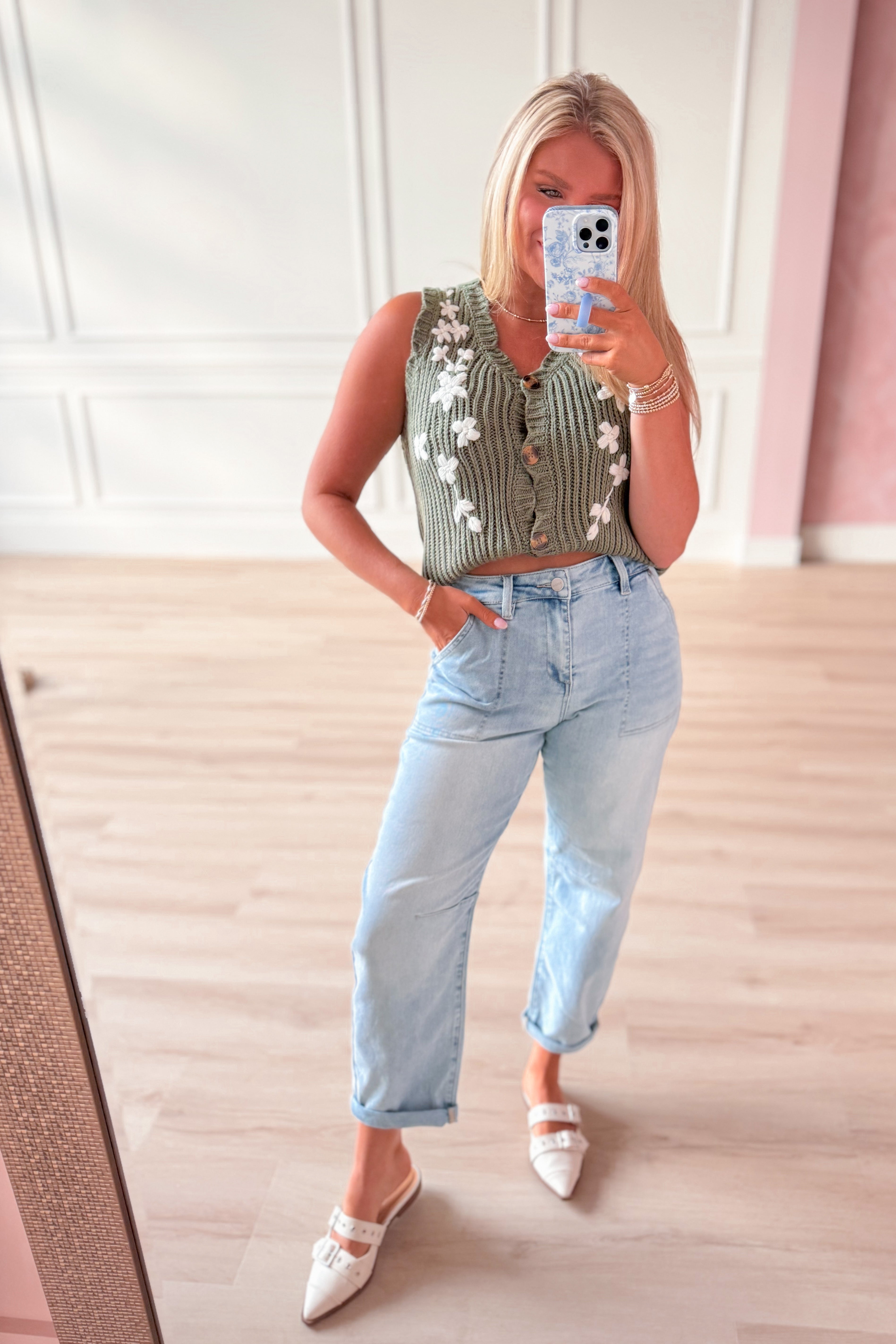 Linda Flower Knit Sweater Vest - Be You Boutique