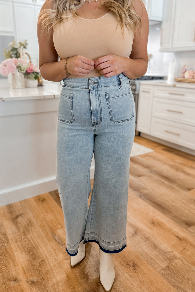 Blake Mineral Washed Denim Cropped Pant Bottoms - Be You Boutique
