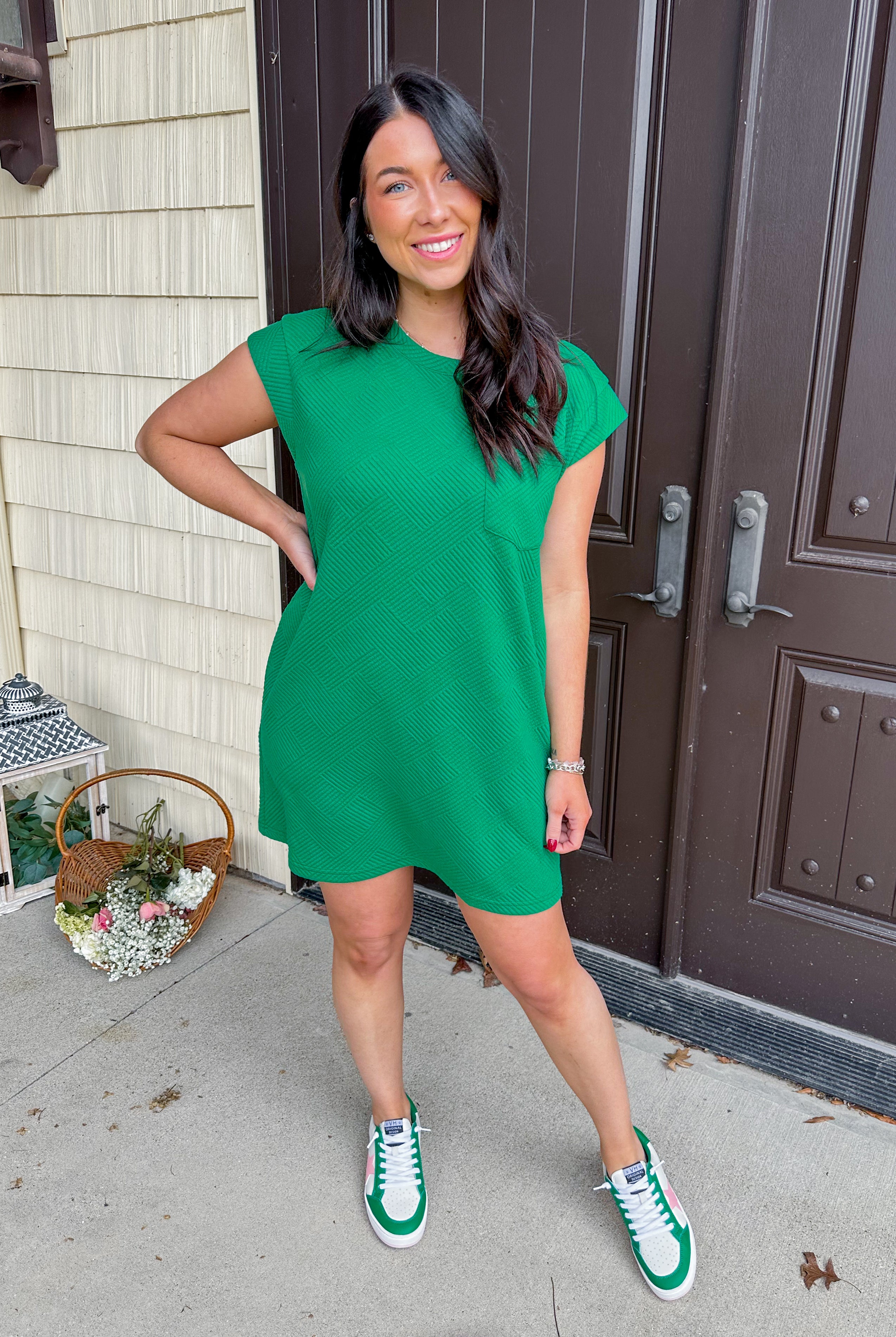 Margaret Sleeveless Textured Dress with Pockets - Be You Boutique