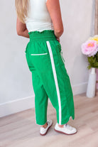 Buck List Lenny Windbreaker Contrasted Stripe Pant, 156 Pants, showing breathable fabric and stylish design with contrasting stripes.