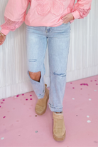 Risen Kendra High Rise Distressed Relaxed Jeans [1-3XL] - Be You Boutique