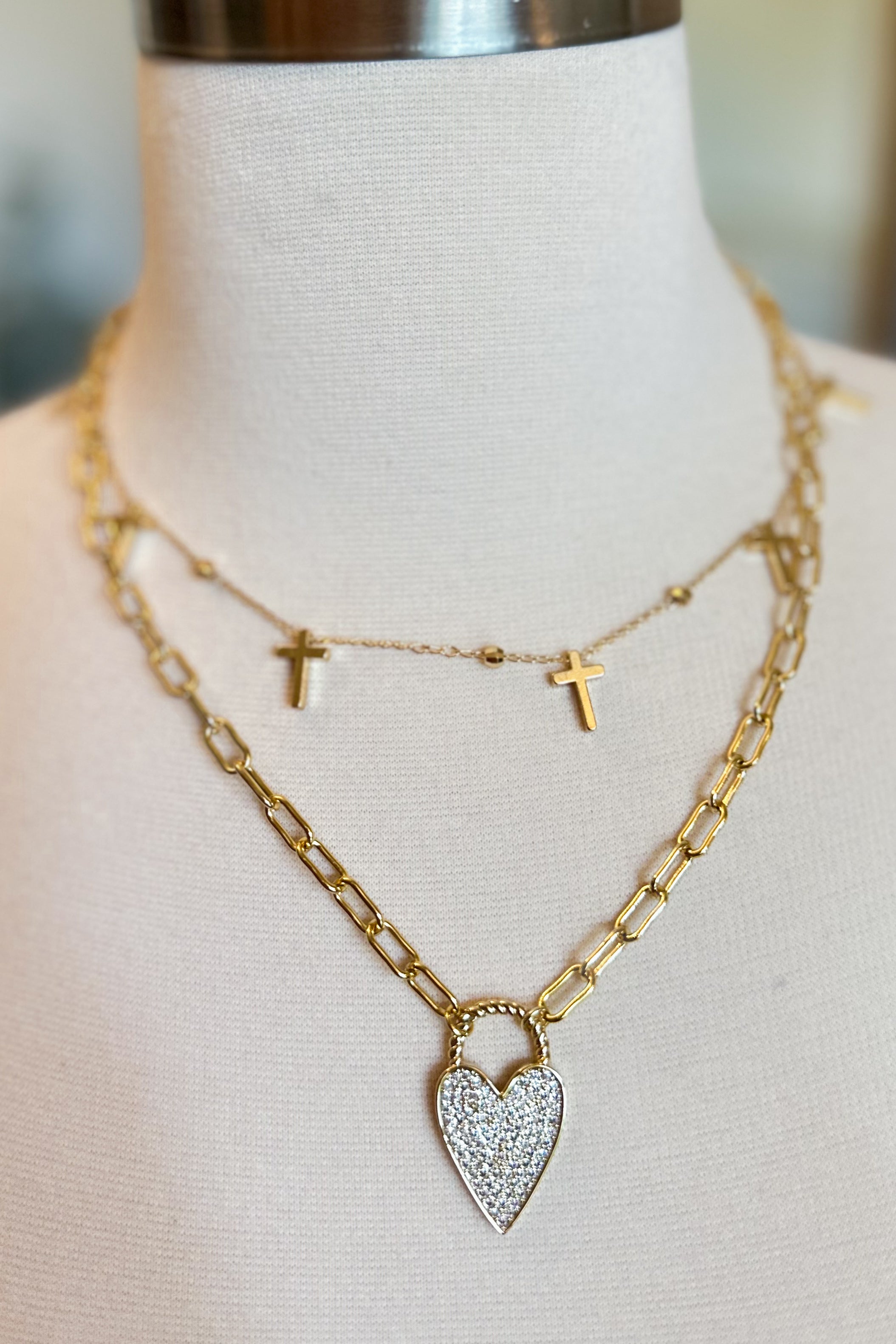 Treasure Jewels Multi Cross Gold Necklace - Be You Boutique