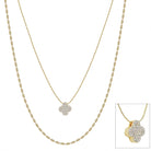 Danny Double Layered Knot Rhinestone Clover Chain Necklace - Be You Boutique
