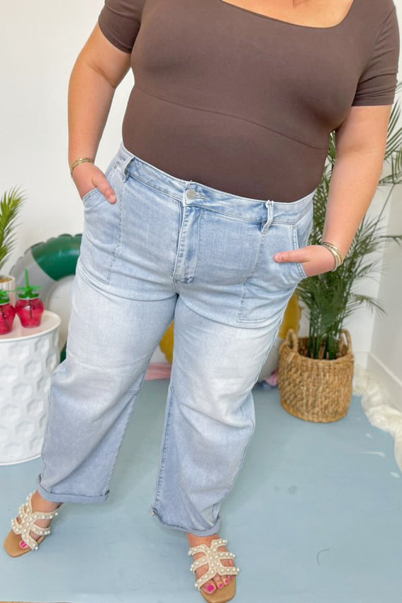 Risen Zach Mid Rise Barrel Jeans [1-3XL] - Be You Boutique