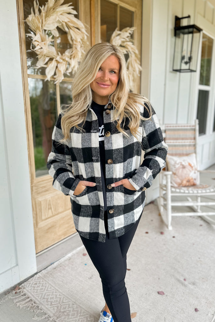 Beau Flannel Shirt Shacket Jacket Top with Pockets - Be You Boutique