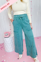 Bradley Mineral Washed Terry Knit Wide Leg Pants - Be You Boutique