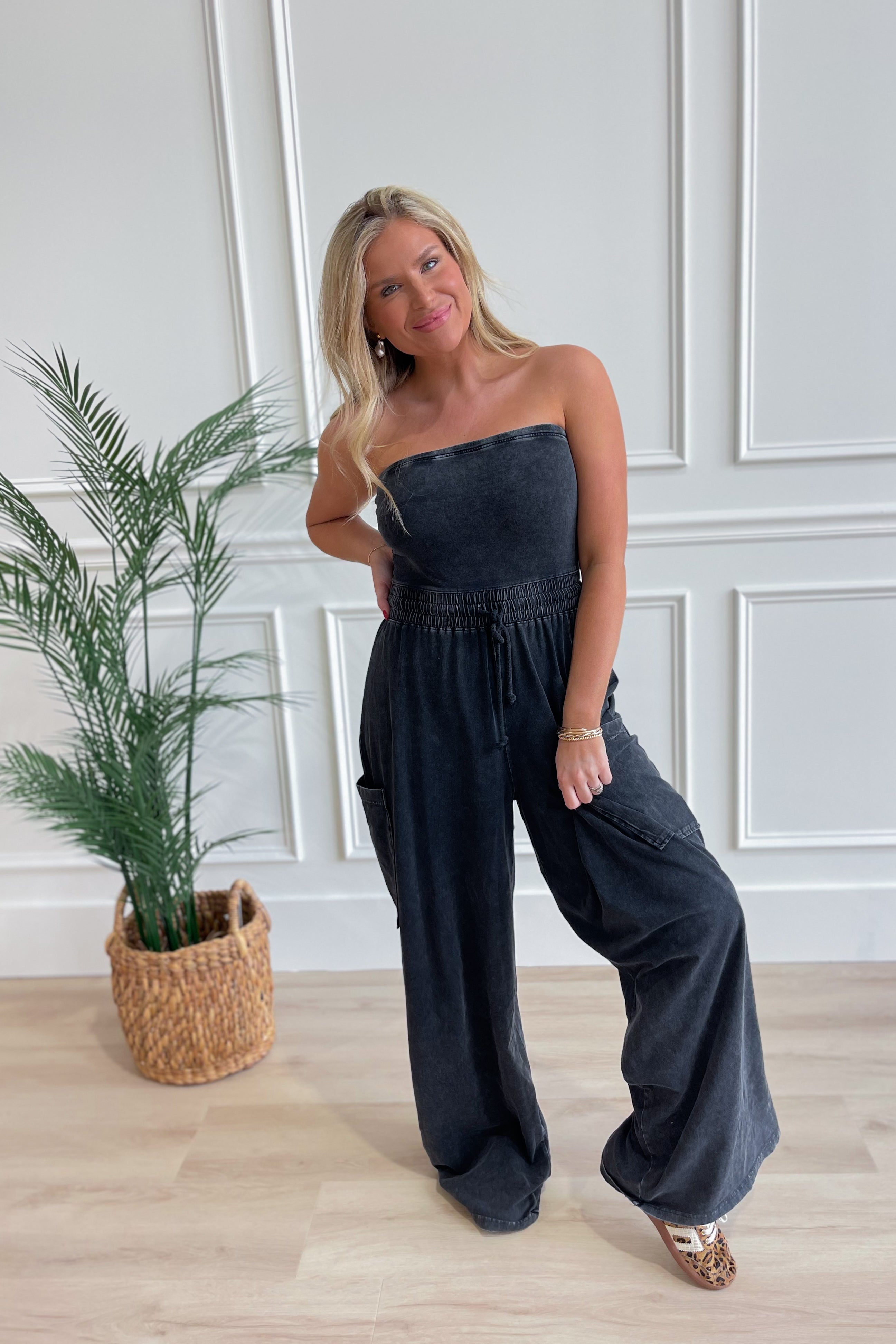 Reba Strapless Breezy Wide Leg Jumpsuit - Be You Boutique