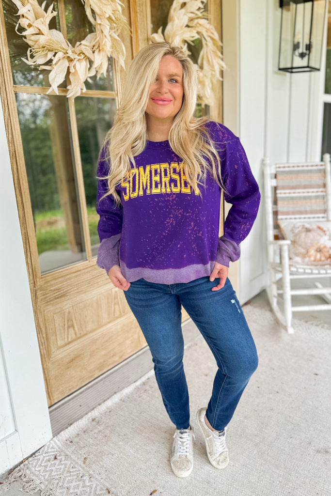 Somerset Sprinkle Bleached Dipped Long Sleeve Sweatshirt Top - Be You Boutique