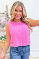 Sadie Woven Button Down Top - Be You Boutique