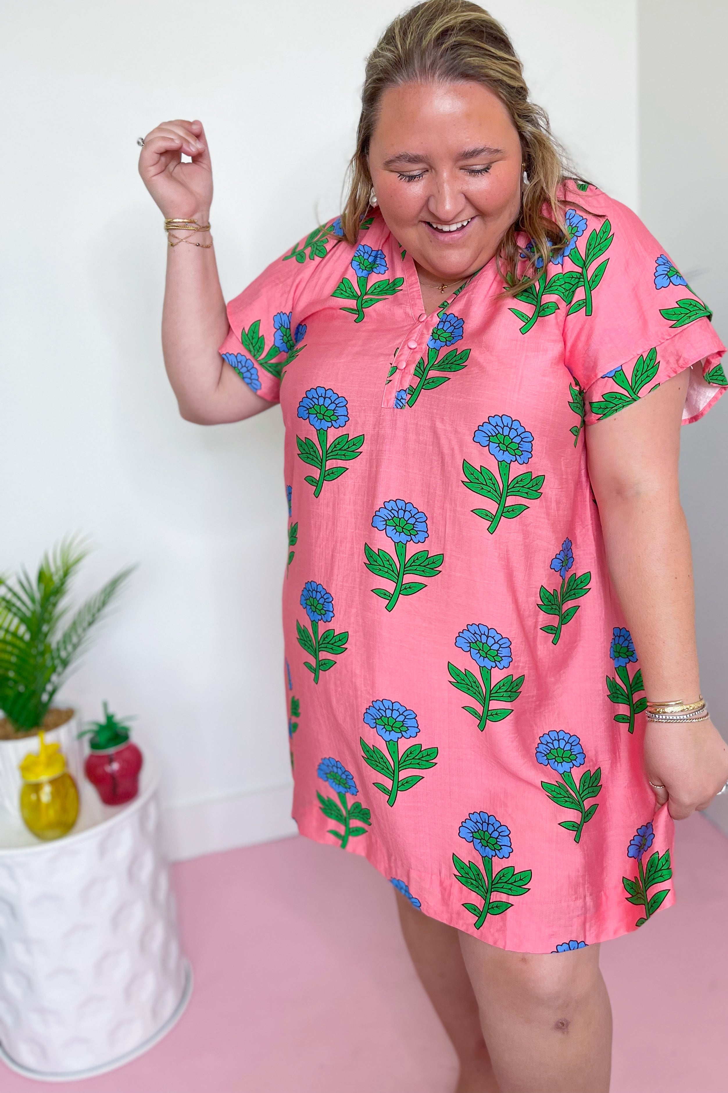 Janie Floral Flutter Sleeve Dress - Be You Boutique