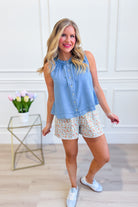 Wishlist Cameron denim button-up top, a stylish 110 dressy denim blouse with button details and a classic fit.