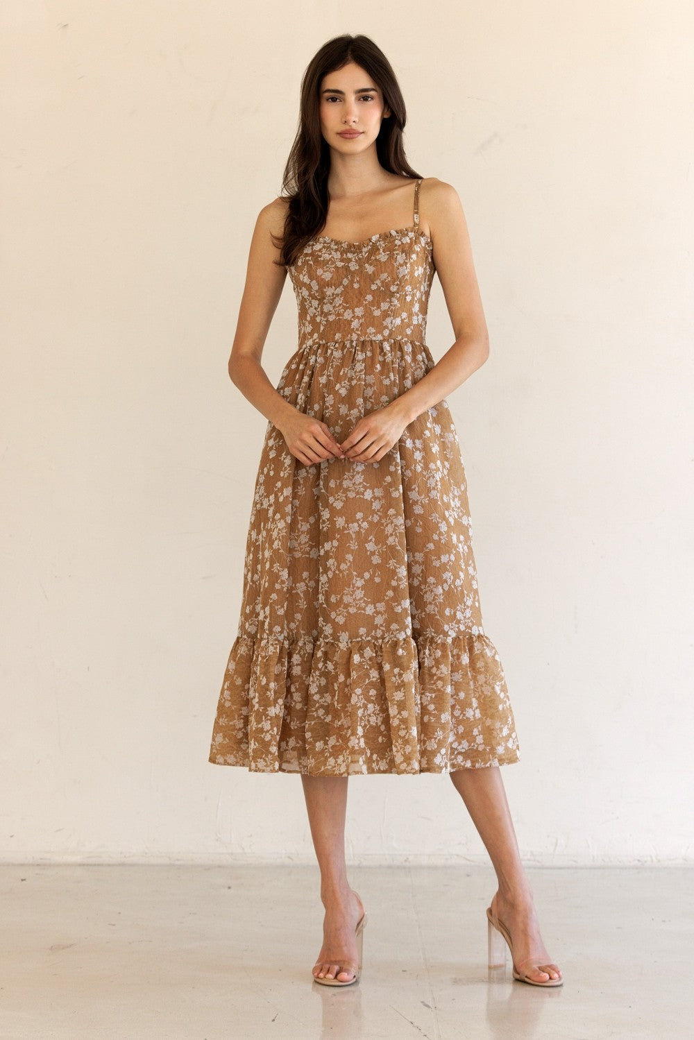Zoe Fall Floral Ruffle Trim Dress - Be You Boutique