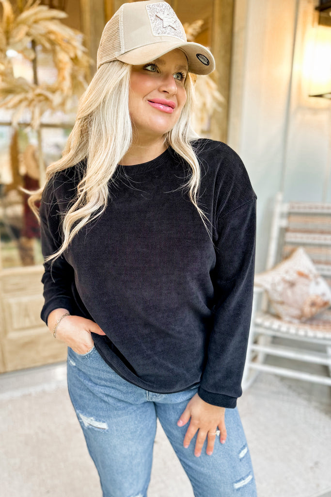 The Charlie Corded Crew Sweatshirt - Be You Boutique