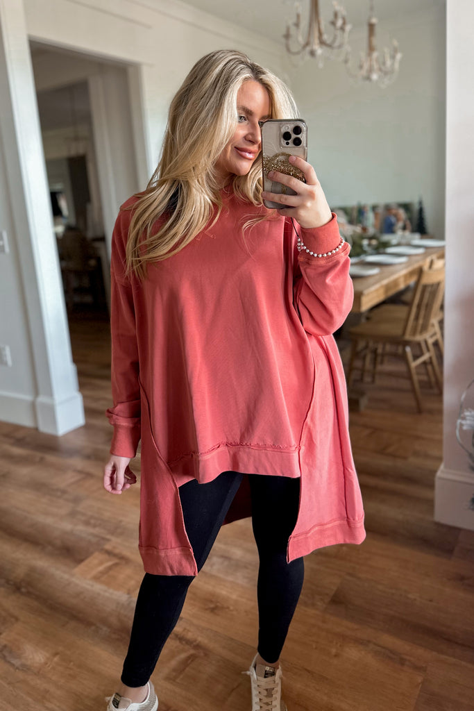 Ruth Hi-Low Long Sleeve Pullover Top - Be You Boutique
