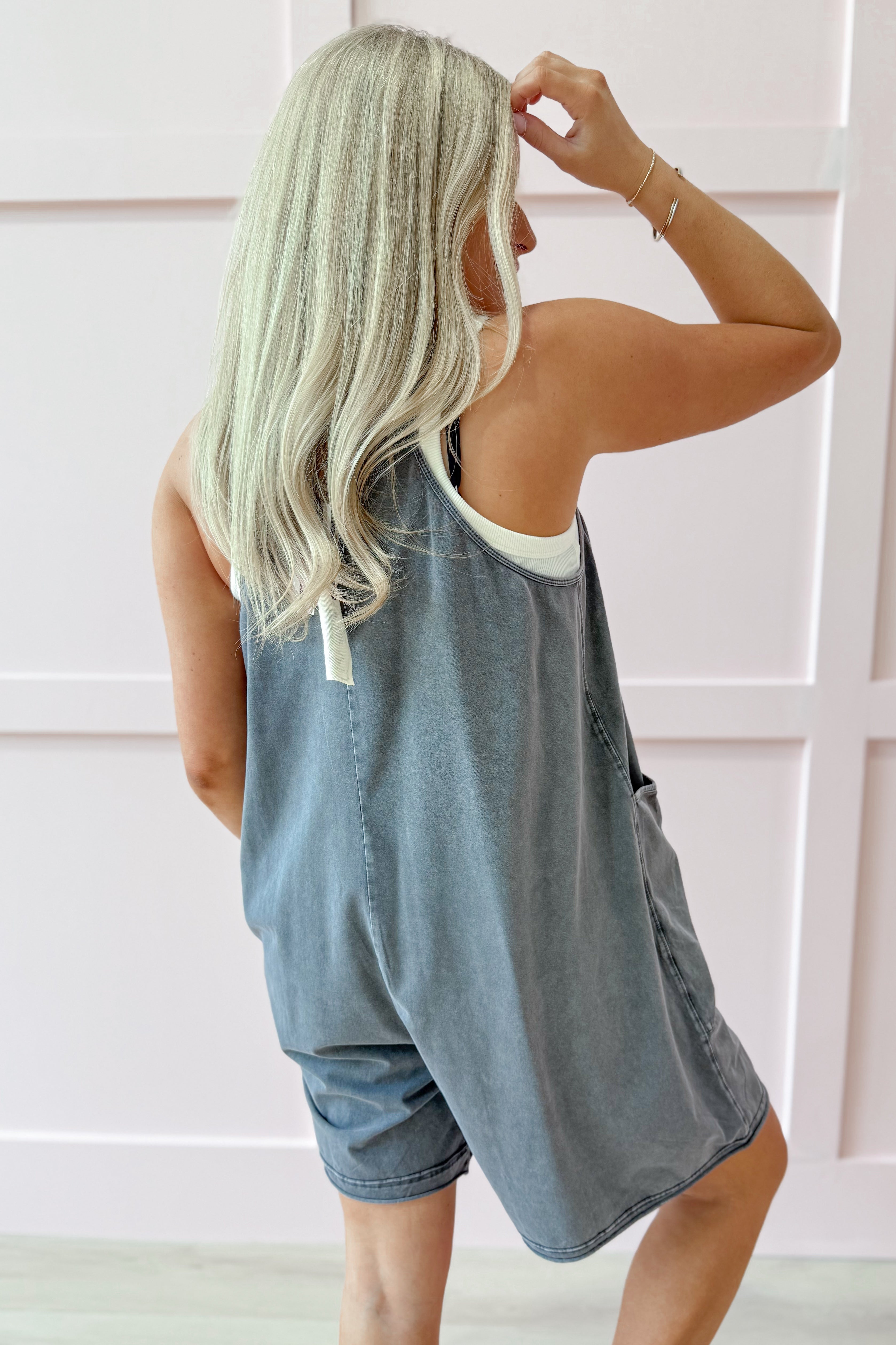 Kendra Mineral Washed Romper - Be You Boutique