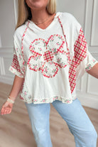 Hannah Flower Patch Plaid Pullover - Be You Boutique