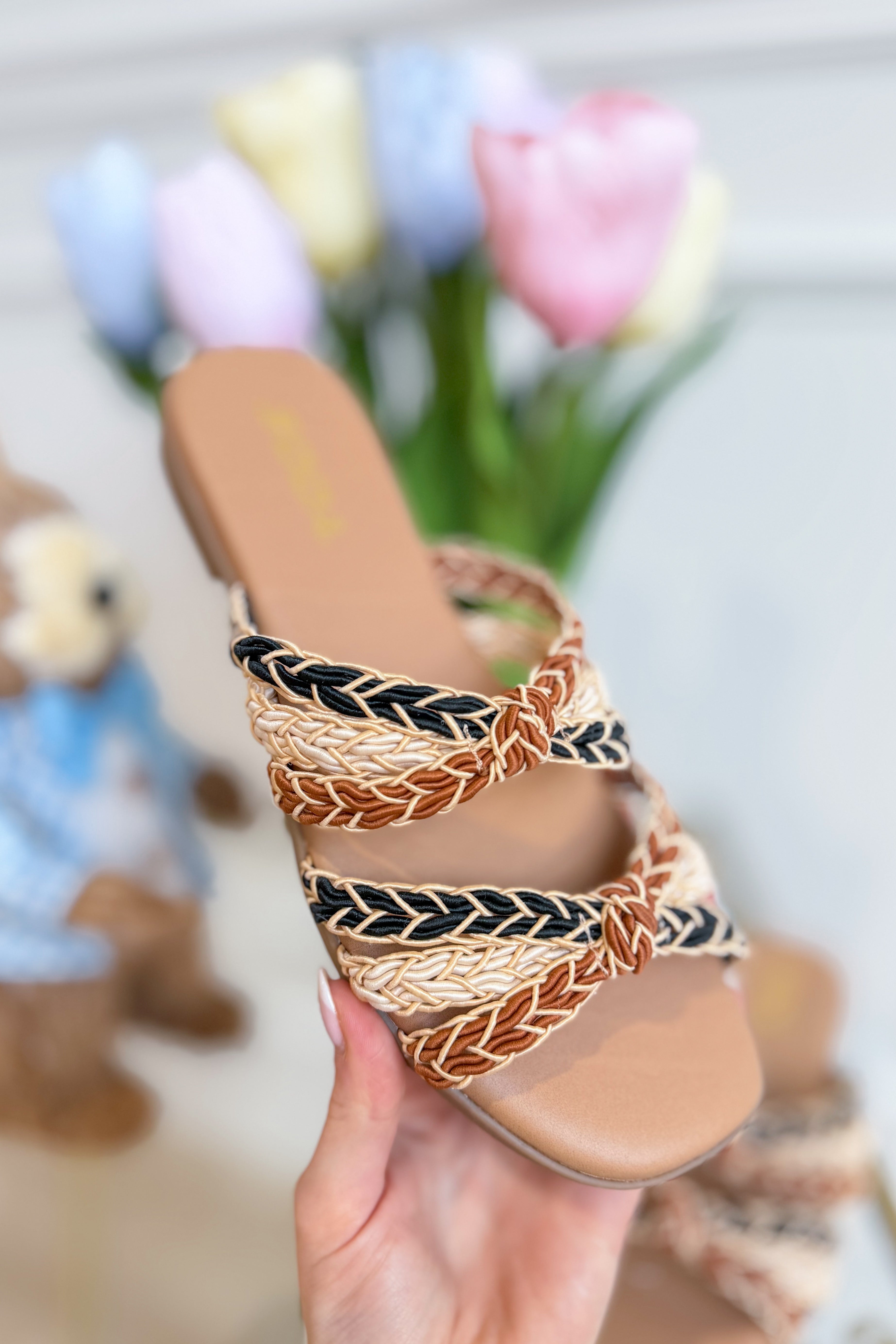 Soda Rayko Tan Multi Braided Sandal from the 212 Other Shoes collection, featuring tan multi-braided straps and a comfortable sole.