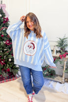 PEACH LOVE Lauren Santa sequin embroidered striped fall sweater, 132 Fall Sweaters collection