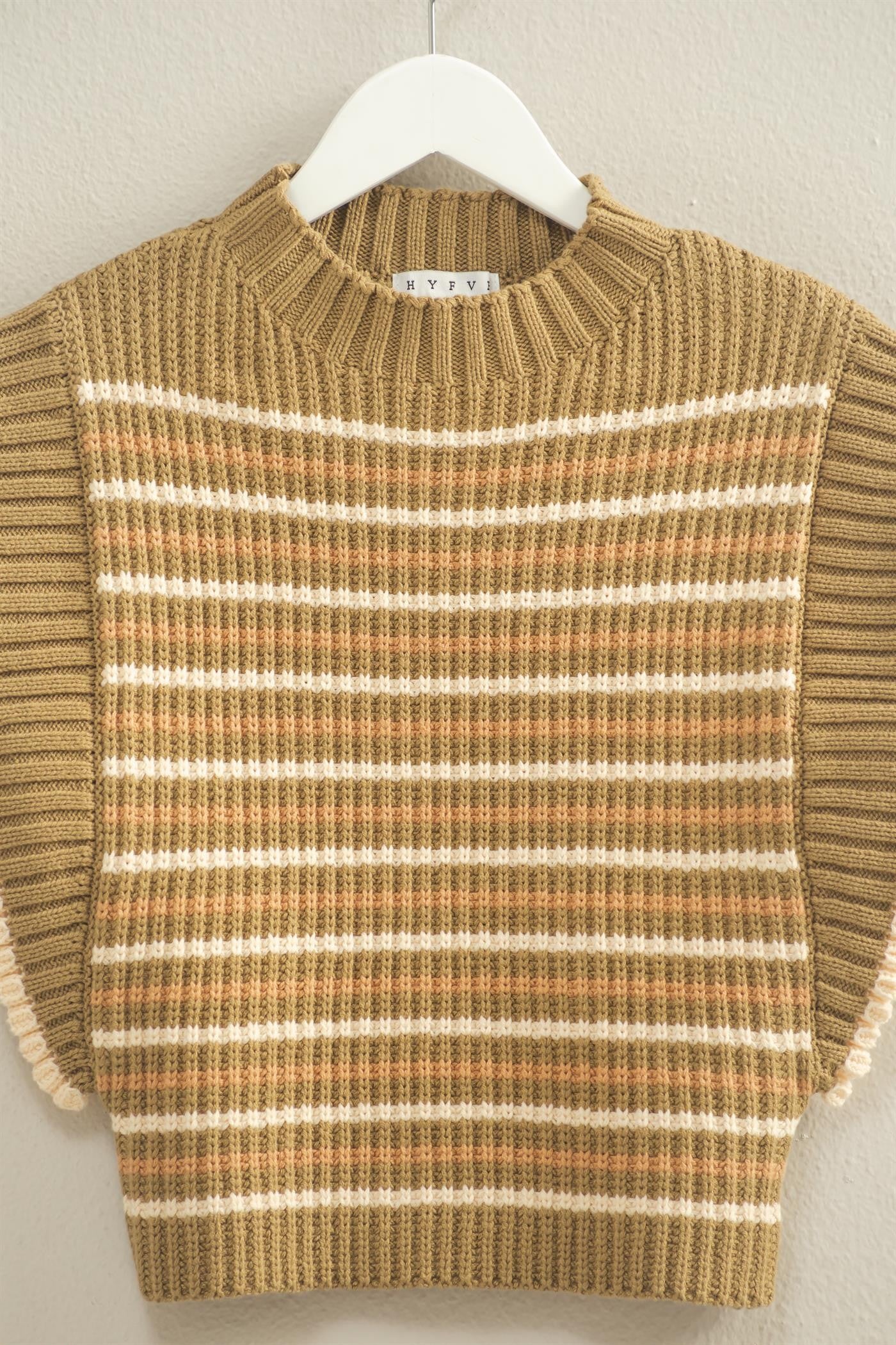 Amber Striped Mock Neck Sleeveless Sweater - Be You Boutique