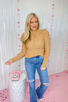 Darrin Mock Neck Puff Shoulder Sweater - Be You Boutique