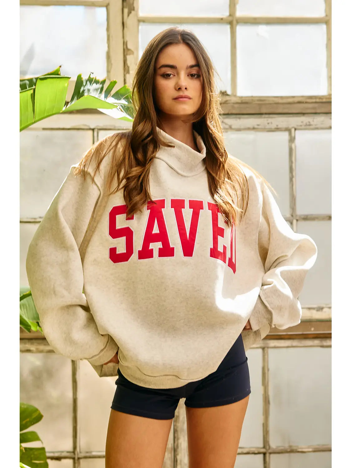 Saved Mock Embroidered Sweatshirt from BUCKET LIST, 137 Graphic Sweatshirt with embroidered design, in a casual, comfortable fit.