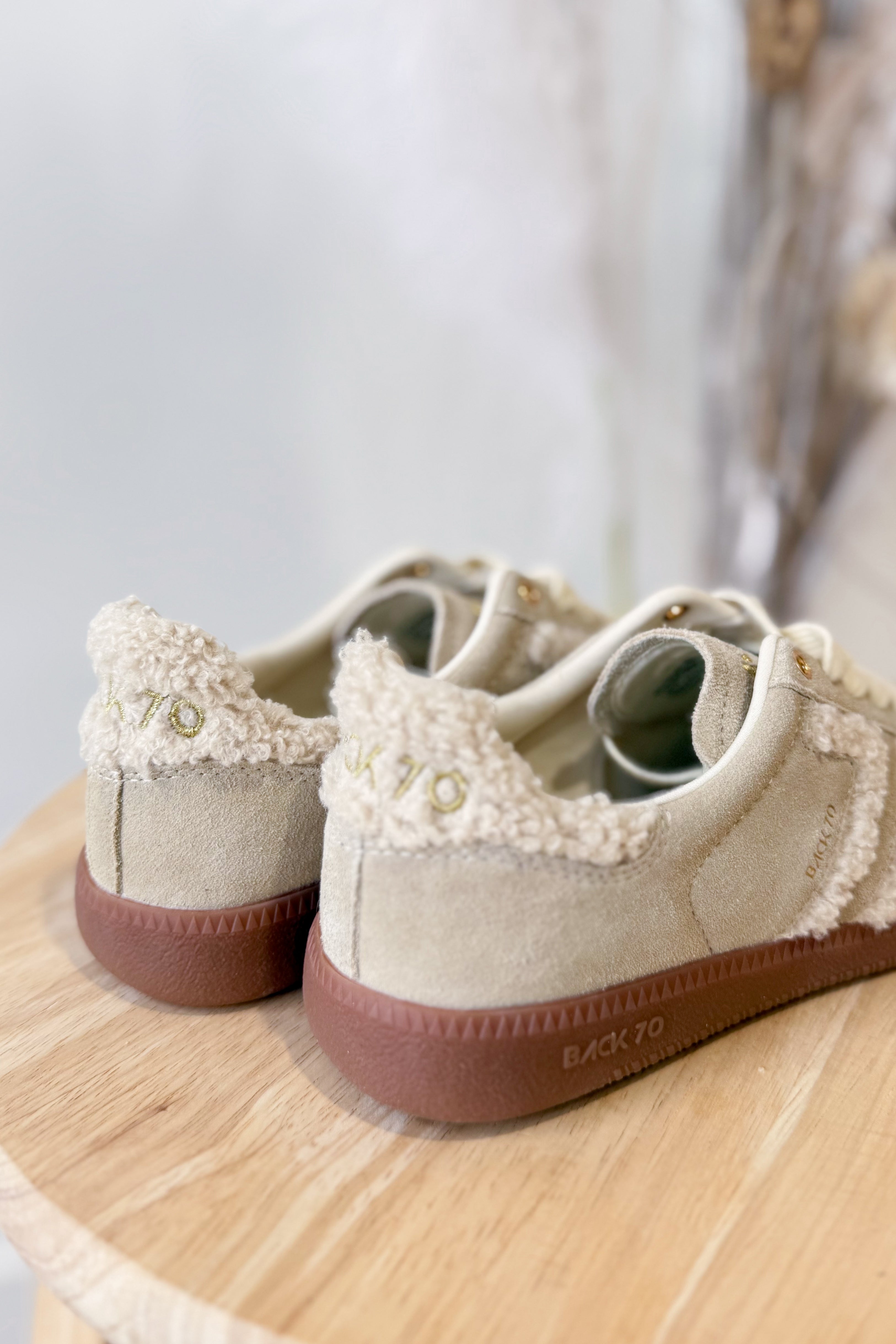 BACK70 Cloud Sneakers in Taupe Sherpa - Be You Boutique