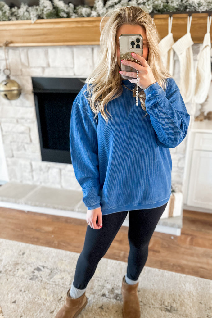Nathanial Essential Luxe Corded Long Sleeve Crew Sweatshirt - Be You Boutique