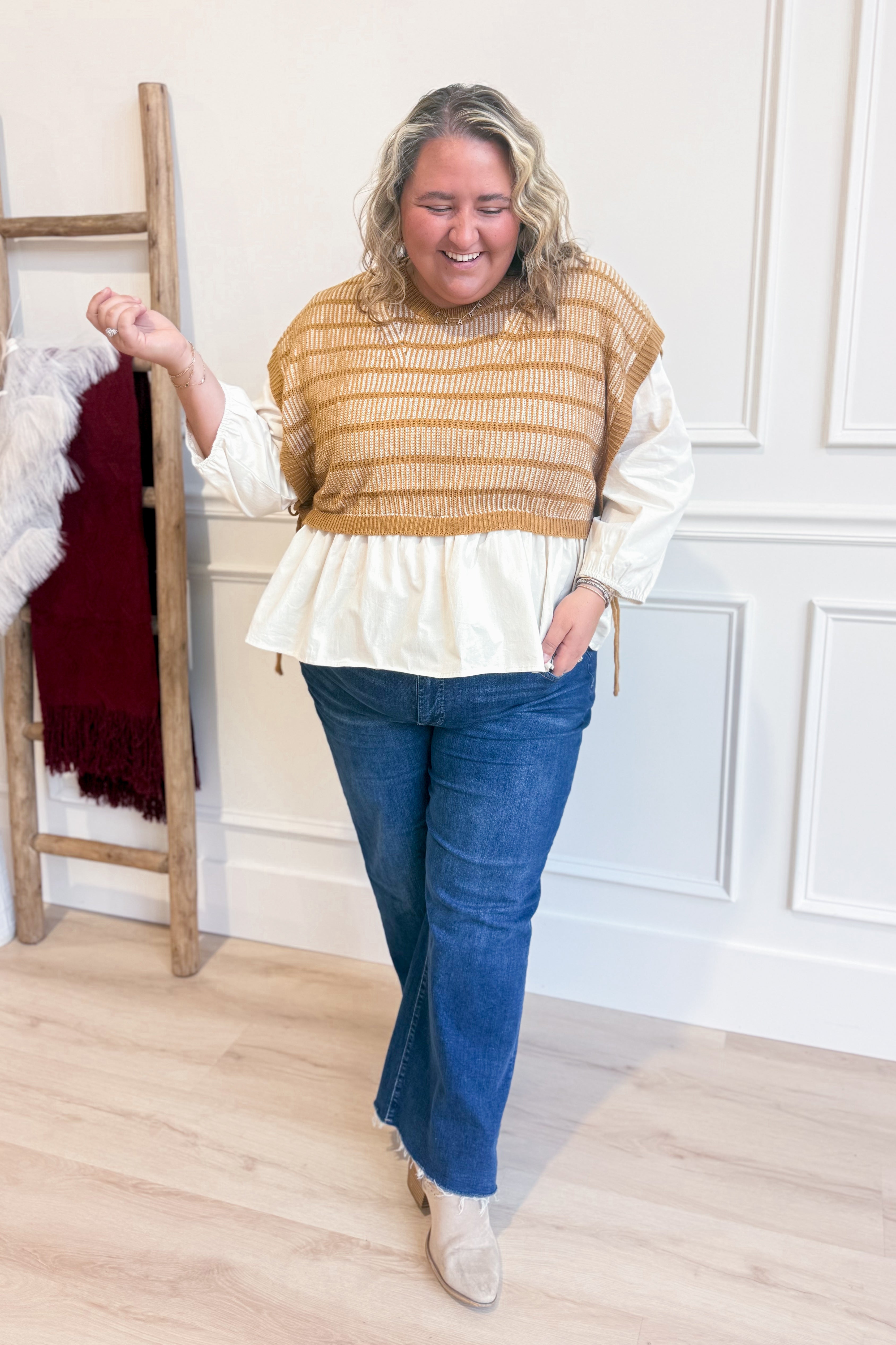 Francine Sweater Peplum Long Sleeve Top - Be You Boutique