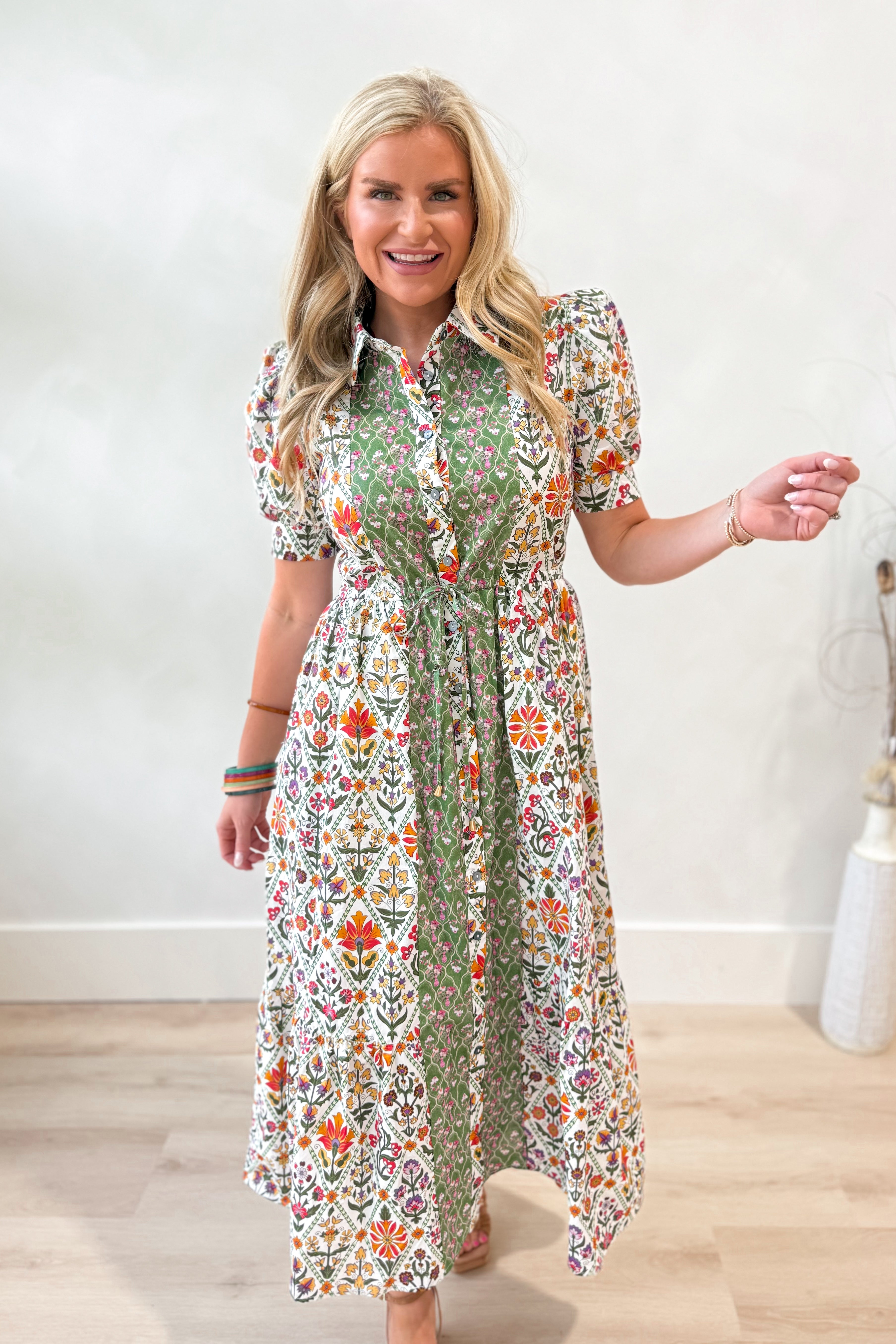 Nancy Charming Printed Midi Dress - Be You Boutique
