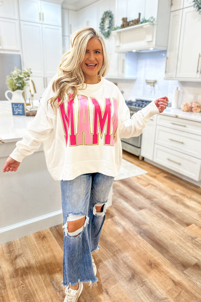 MAMA Oversized Long Sleeve Sweatshirt - Be You Boutique