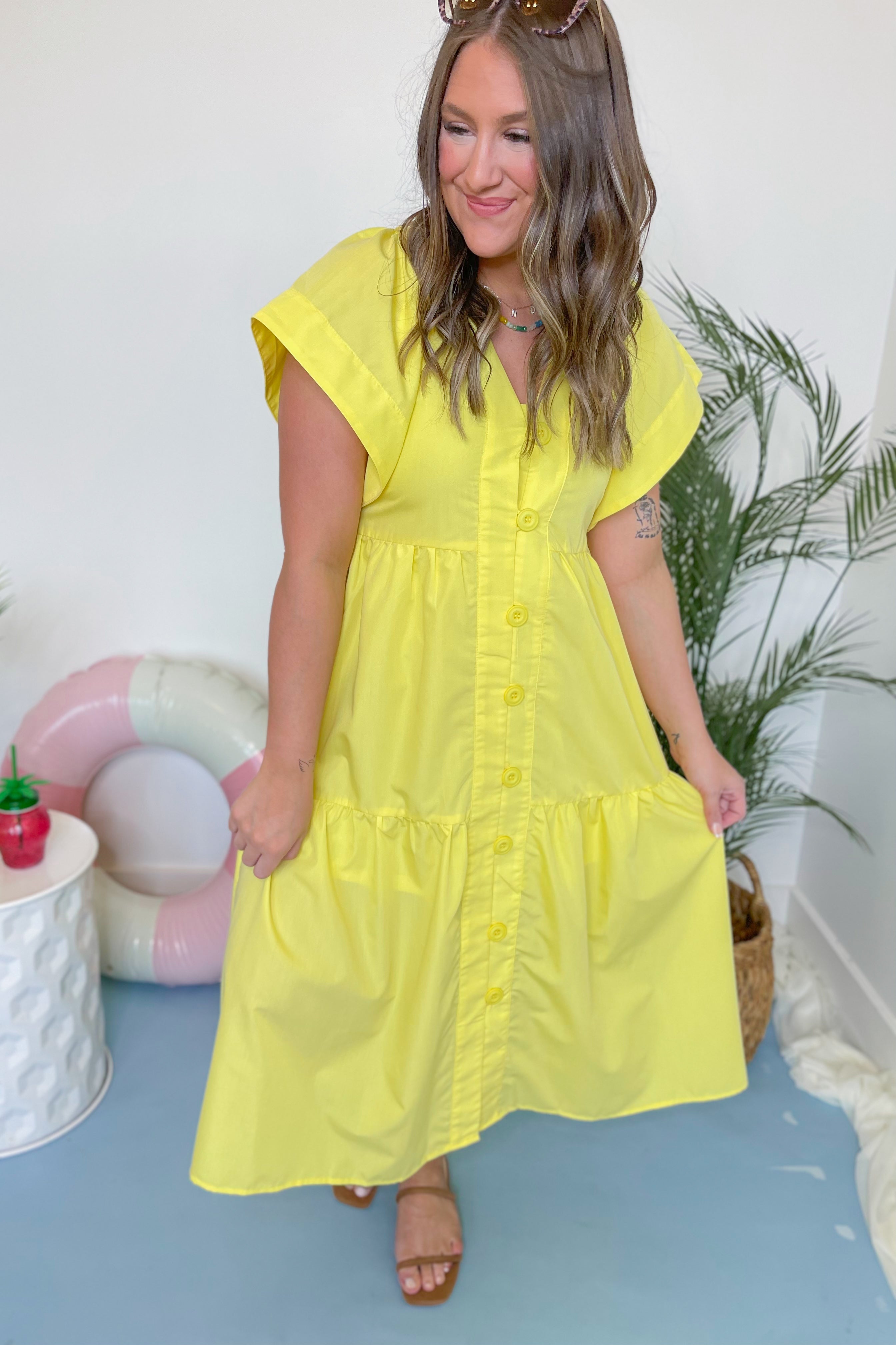Sunny Flutter Sleeve Midi Dress - Be You Boutique