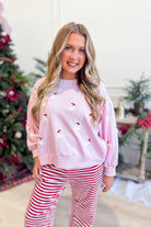 Mary Square Millie Pink Santa pullover graphic sweatshirt with festive Santa design