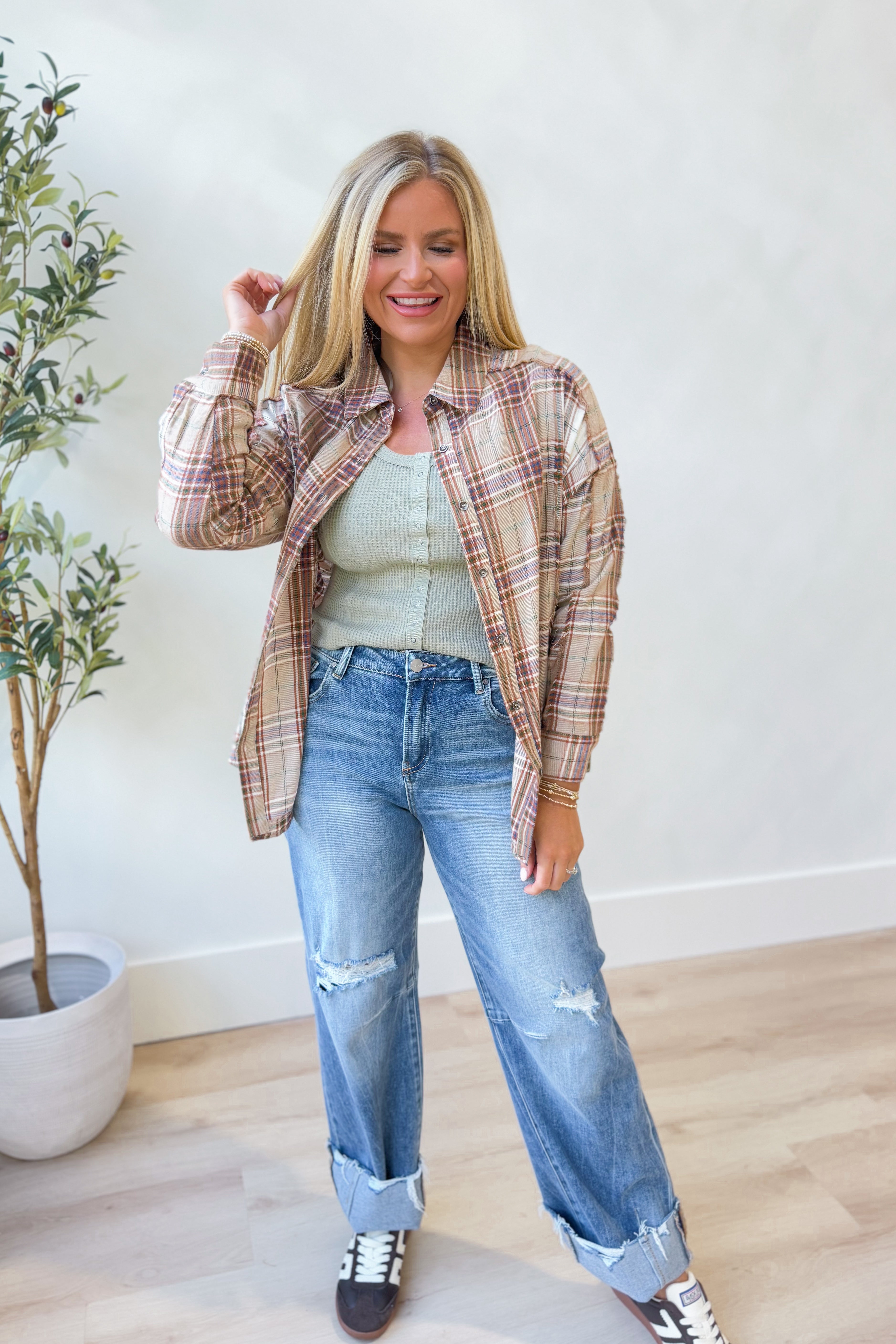 Simpson Plaid Button Down Flannel - Be You Boutique