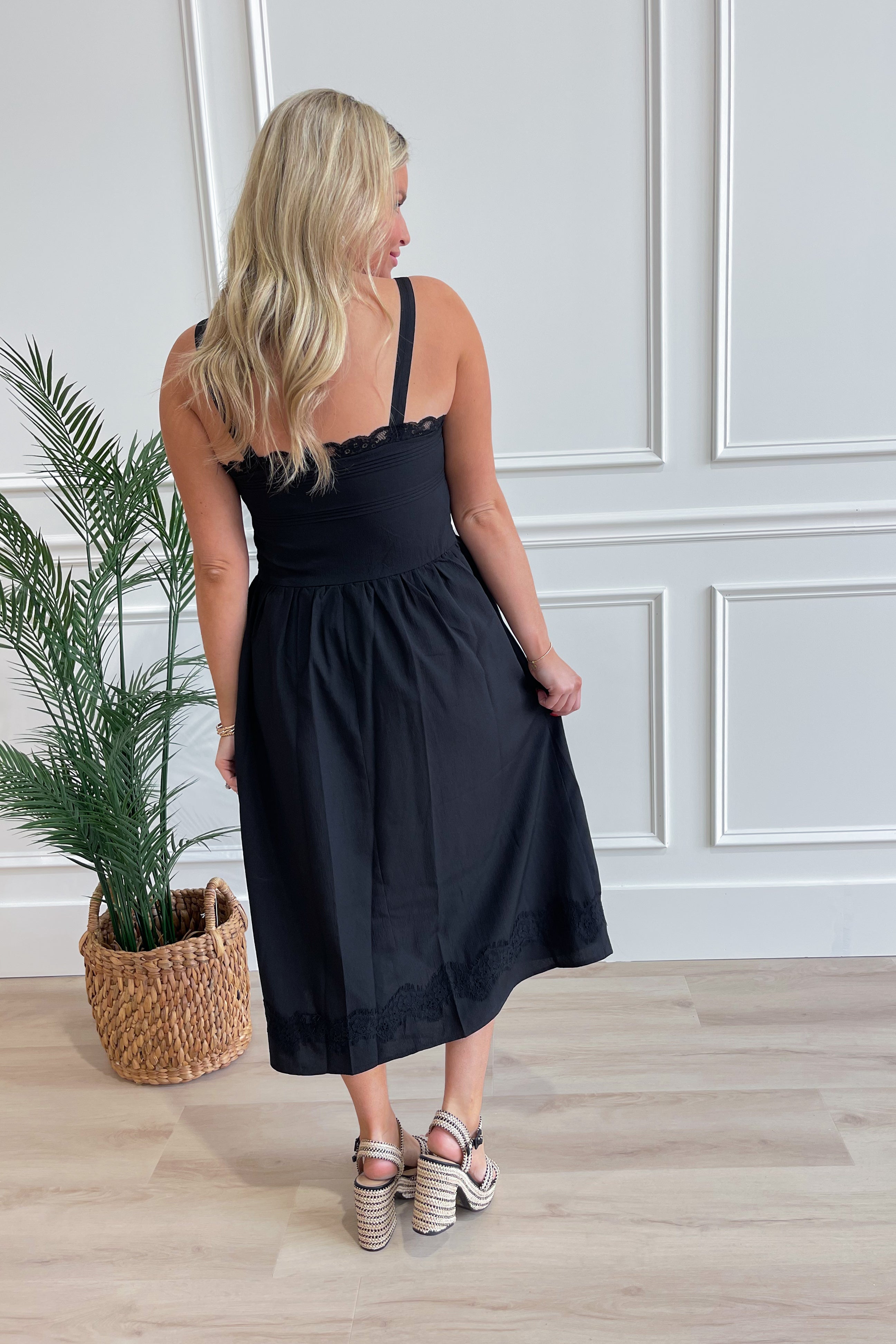 Sarah Lace Applique Midi Dress - Be You Boutique