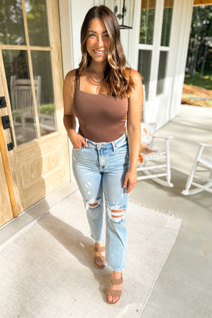 Risen Carly High Rise Distressed Mom Jeans - Be You Boutique