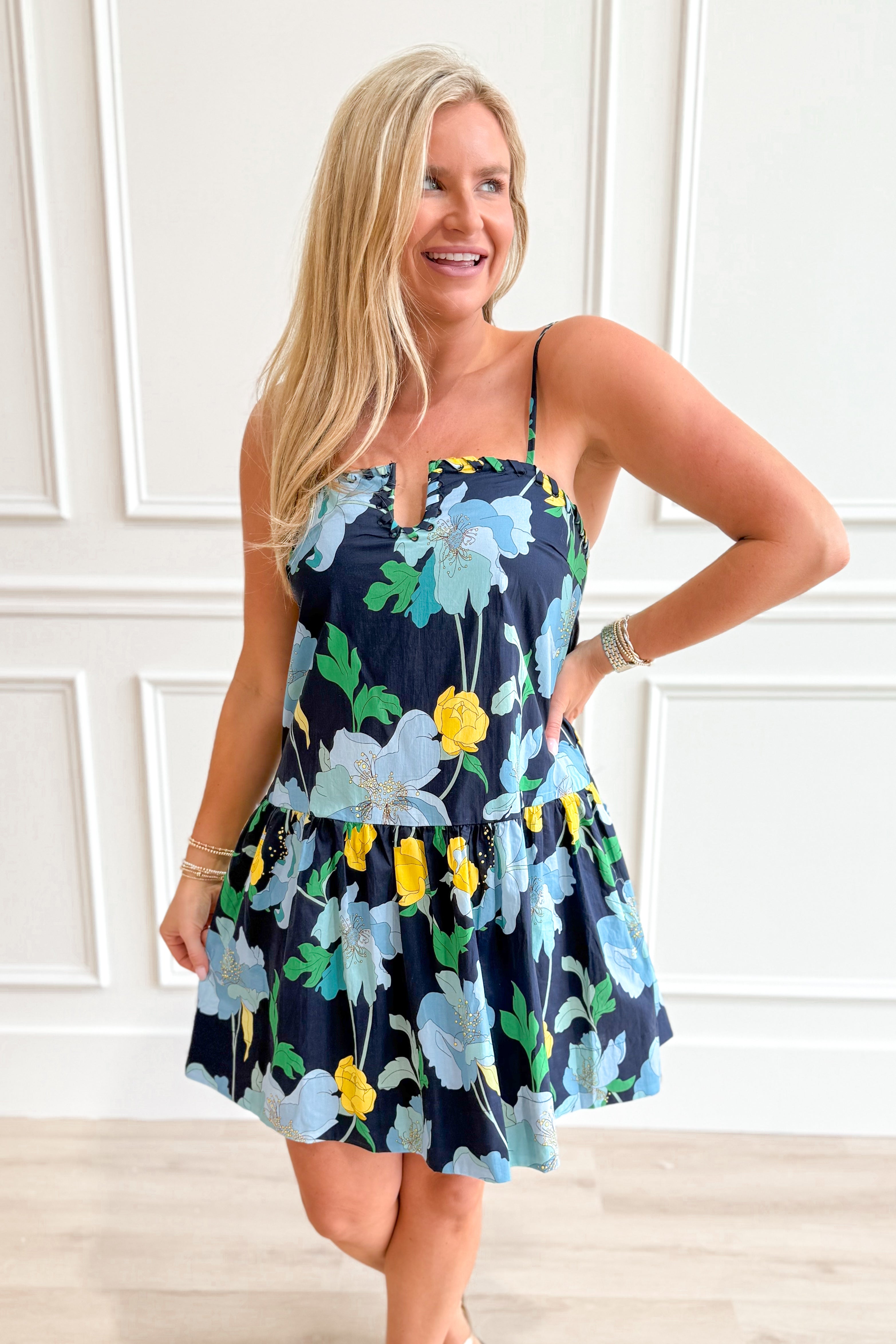 Connie Floral U Neck Line Dress - Be You Boutique